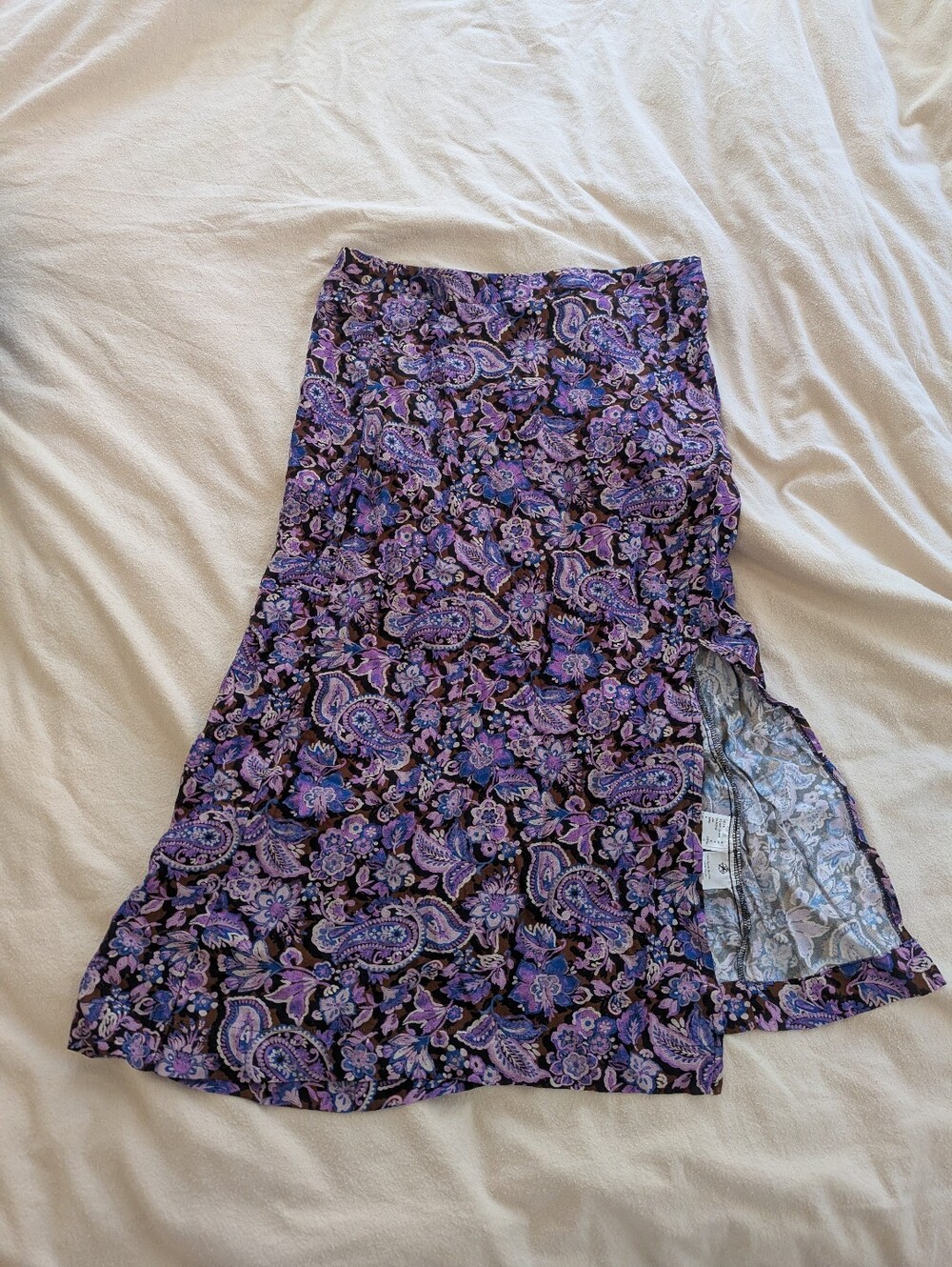 La Redoute Purple Paisley Tiered Midi Skirt NWT